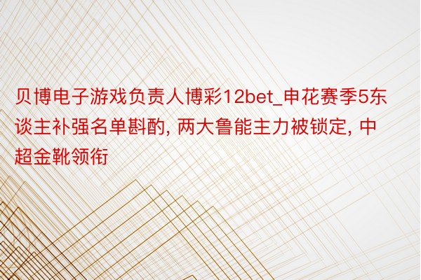 贝博电子游戏负责人博彩12bet_申花赛季5东谈主补强名单斟酌, 两大鲁能主力被锁定, 中超金靴领衔