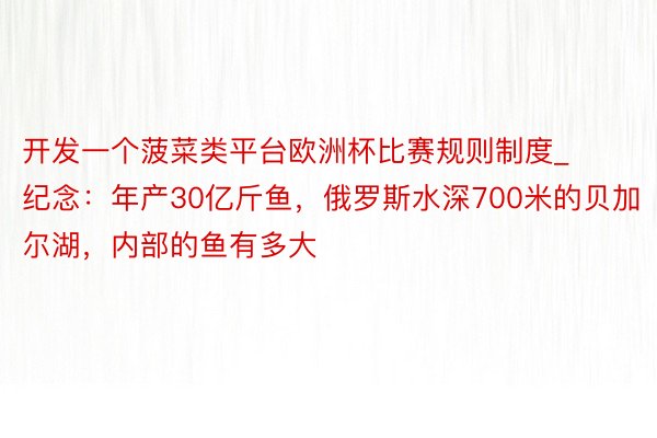 开发一个菠菜类平台欧洲杯比赛规则制度_纪念：年产30亿斤鱼，俄罗斯水深700米的贝加尔湖，内部的鱼有多大